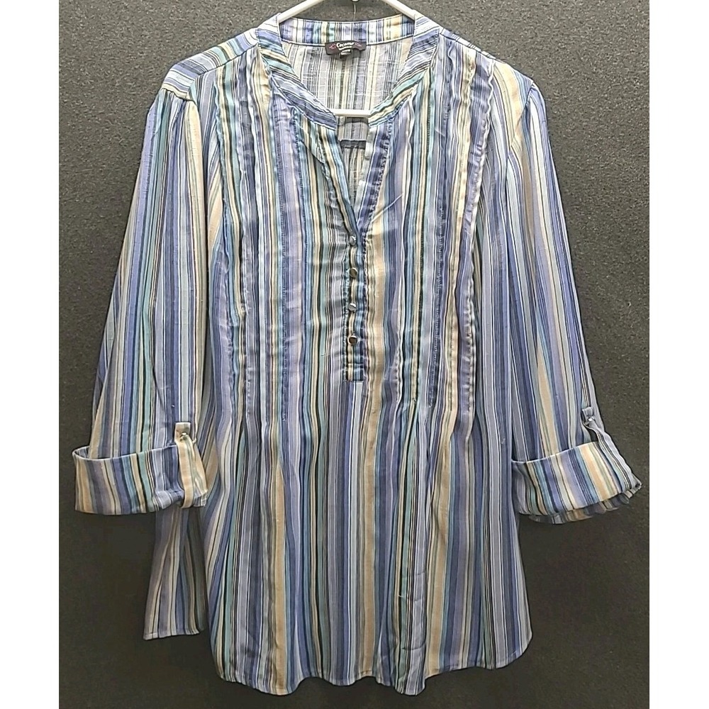 Cocomo Woman 2X Popover Lightweight Tunic Pintuck Pleats Spring Casual